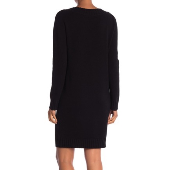 New Vince Long Sleeve Ribbed Knit Dress Black XS - Picture 2 of 2